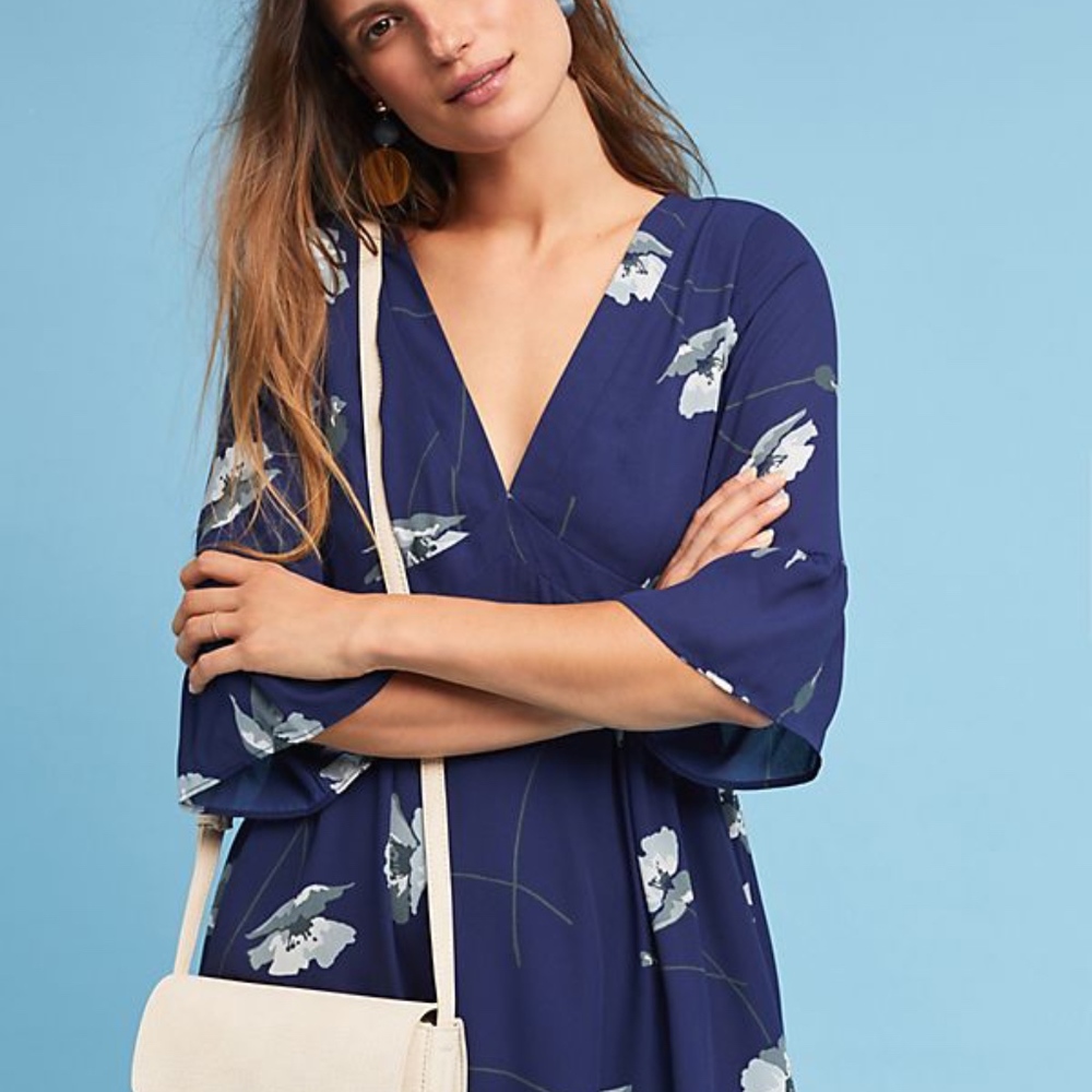 Anthropologie Paper Crown Navy Dress